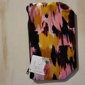 Cosmetic Bag, New with tags, pink, Navy, Gold, 9" X 5.5"